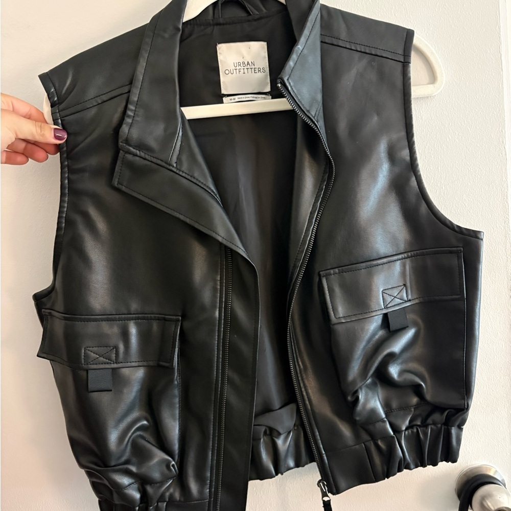 Urban Outfitters Black Leather-Style Vest